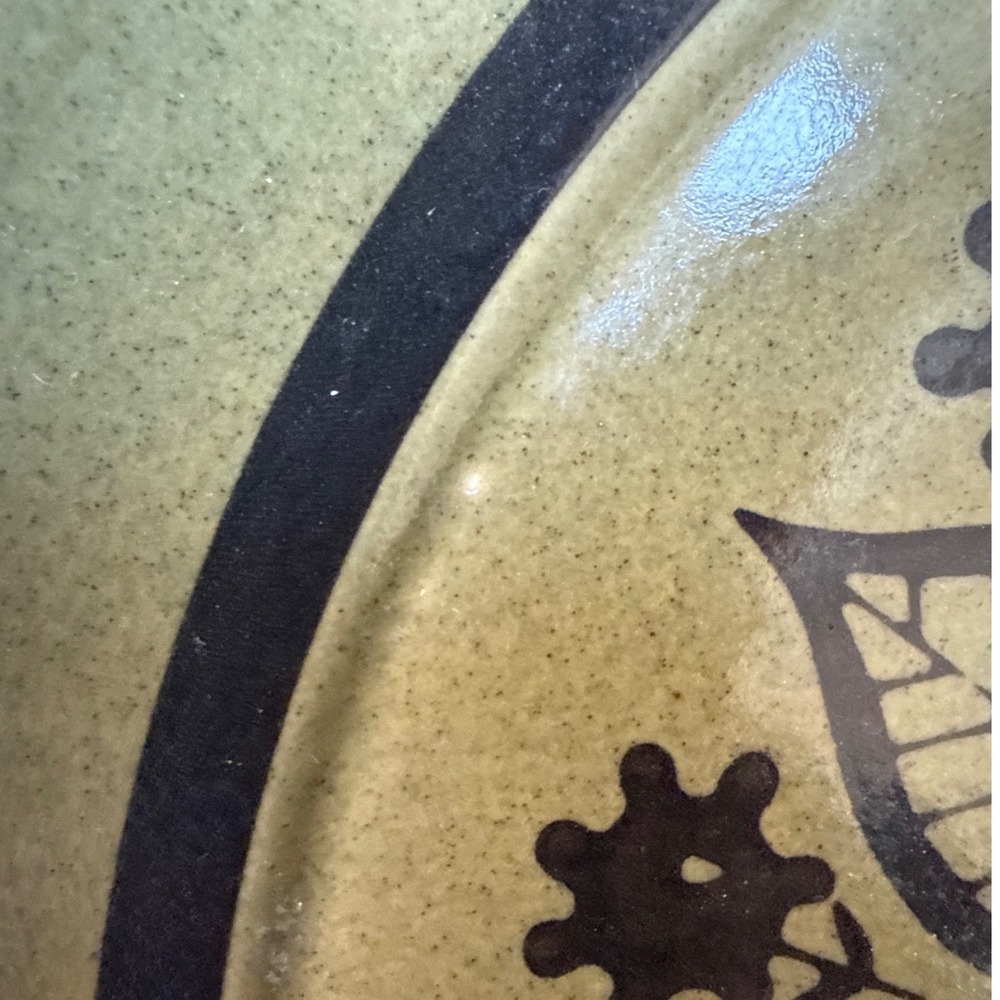 Fashion Manor Saracen Stoneware Dinner Plate Olive Green Black Japan 11" - Picture 4 of 5